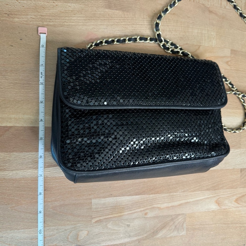 Whiting & Davis Black Mesh Women’s Crossbody Shoulder Bag With Chain Strap - Picture 14 of 16